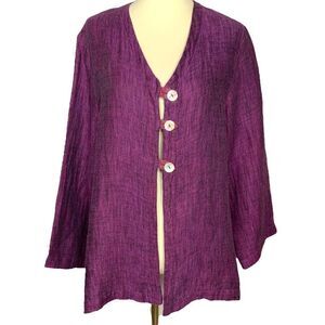 WILLOW Linen Cardigan Jacket Purple Bohemian Hippie Women’s Size S